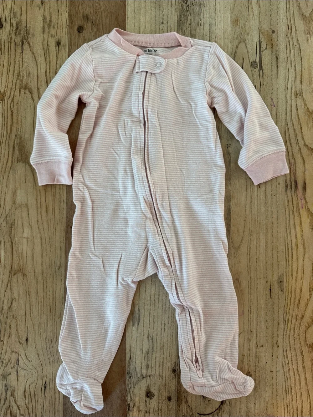 Carter's Pale Pink Ribbed Footed One-Piece Sleeper